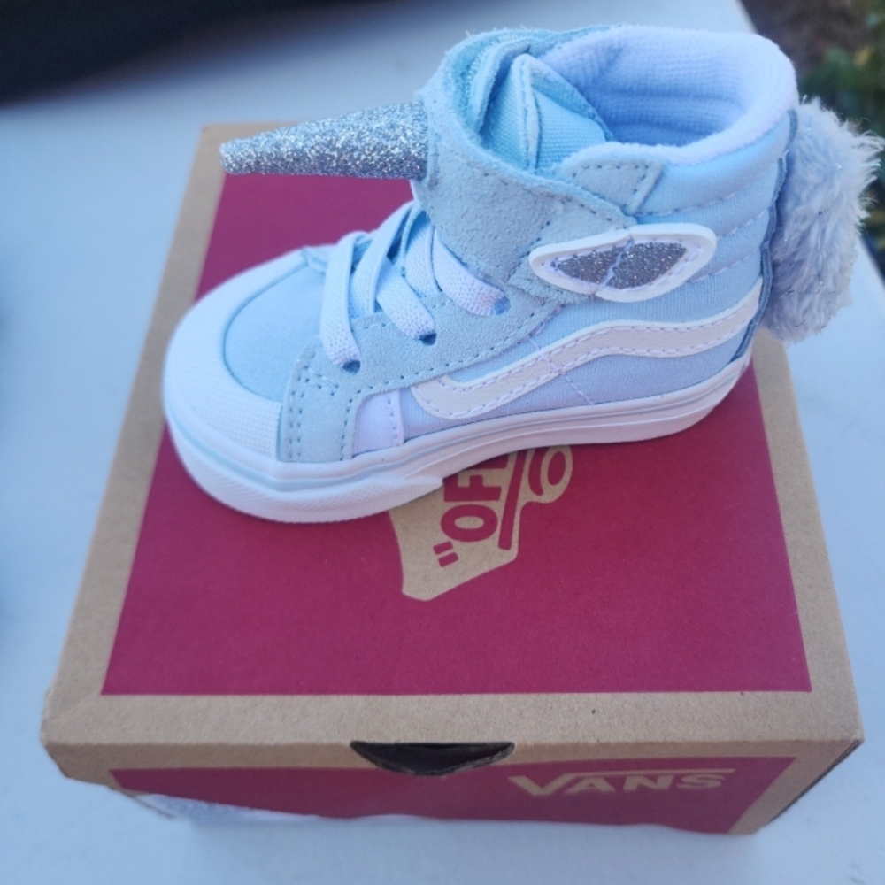 Vans Blue and Silver High-Top Sneakers